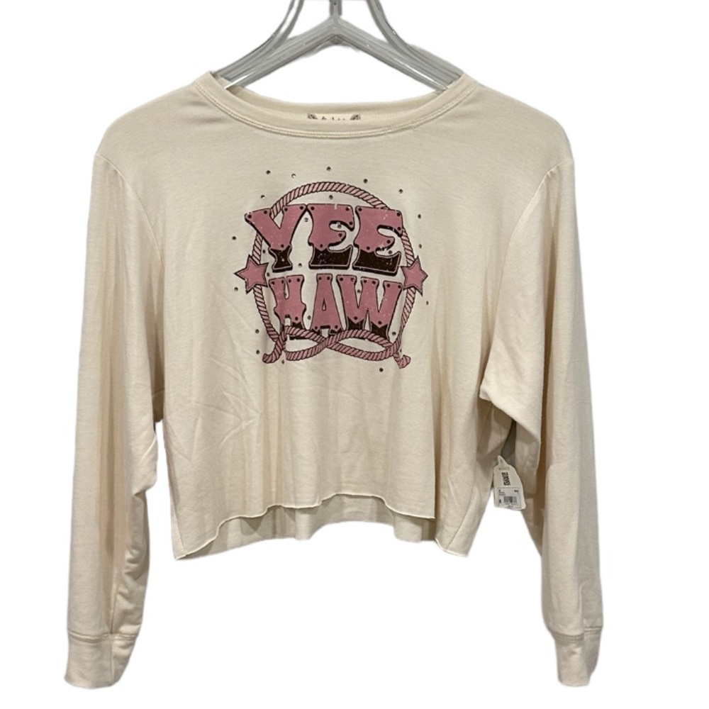 Altar’d State Cutoff Cropped Yee Haw Western Country Long Sleeve Top